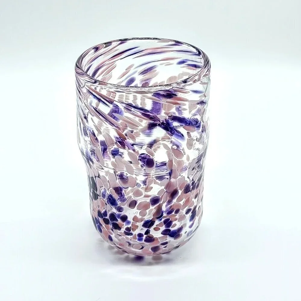 Handblown Pink Purple Confetti Glass Vase